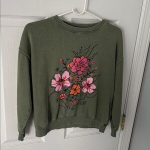 Floral Green Sweatshirt